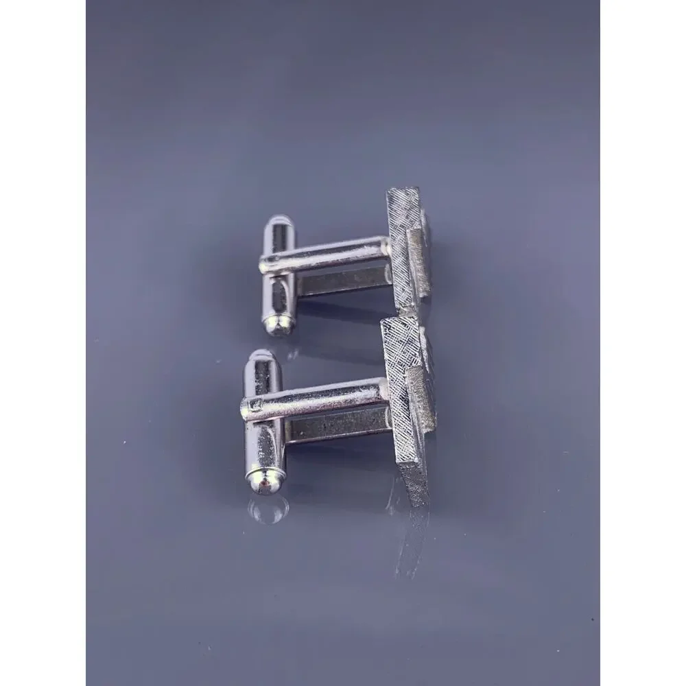 L Initial Monogram Cufflinks Silver Tone Bold Block Font MCM Dante Vintage